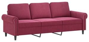 Sofa 3-osobowa z podnÃ³Å¼kiem winna czerwieÅ 180 cm, aksamit