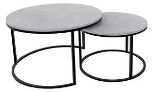 Komplet dwóch stolików kawowych loft szary + czarny - Mirden 3X