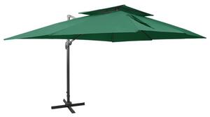 Parasol wiszący z podwójną czaszą, 400x300 cm, zielony