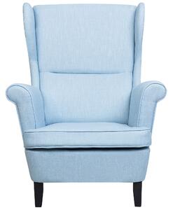 Fotel uszak tapicerowany drewniane nóżki wysokie oparcie jasnoniebieski Abson Beliani