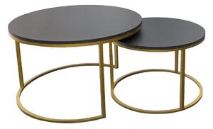 Komplet dwóch stolików kawowych czarny + złoty - Mirden 4X