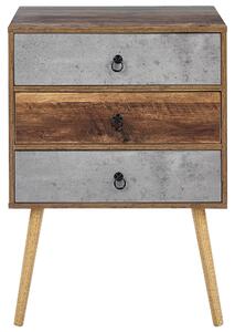Rustykalna komoda do salonu szafka 3 szuflady ciemne drewno z szarym Batley Beliani