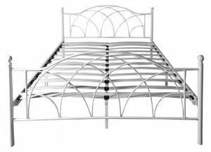 Metalowa rama łóżka Lotti ze stelażem w prezencie, dostępne w kilku wymiarach i kolorach-90x200 cm-owa-biała
