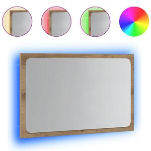 Lustro Åazienkowe z LED, dÄ b artisan, 60x8,5x38 cm