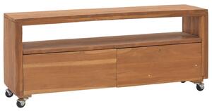 Szafka z kółkami pod TV, 110x30x40 cm, lite drewno tekowe