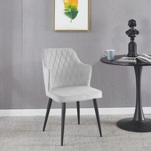 Krzesło Karo jasno szare tapicerowane z podłokietnikami