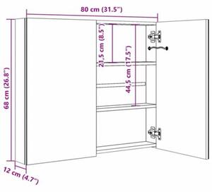 Szafka łazienkowa z lustrem i LED, 80x12,2x68 cm