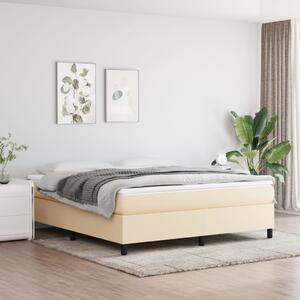 Łóżko kontynentalne, kremowe, tapicerowane tkaniną, 160x200 cm