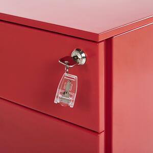 Szafka biurowa metalowa 3 szuflady zamykana na klucz na kółkach czerwona Cami Beliani