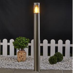 Lindby Słupek oświetleniowy Enja, 100 cm, stal nierdzewna, IP44, E27 ENJA Lindby, możliwość ściemniania, aluminiowy / szary / cynkowy, stal szlachetna, nowoczesny