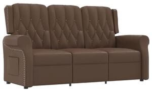 3-os. fotel rozkładany, brązowy, sztuczna skóra z połyskiem
