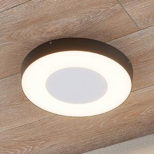 Lucande lampa sufitowa zewnętrzna LED Sora, okrągła, czujnik, IP54 Sora, aluminiowy / szary / cynkowy, aluminium, nowoczesny