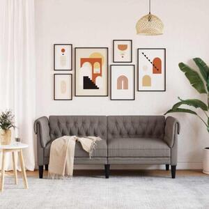 Sofa chesterfield, dwuosobowa, kolor taupe, obita tkaninÄ
