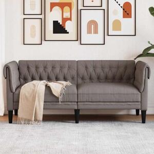 Sofa chesterfield, dwuosobowa, kolor taupe, obita tkaninÄ