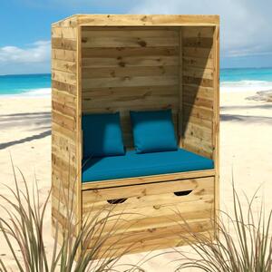 Kosz plażowy z szufladą, 112x60x168 cm, lite drewno sosnowe