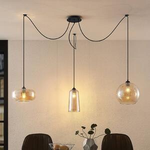 Lampa wisząca szklana Zyli Lucande, możliwość ściemniania, kremowy / amber, salon / jadalnia, szkło, vintage