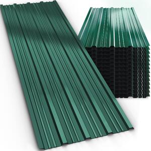 GARDEBRUK® 14x blacha trapezowa 110x46cm = 7m² Ocynkowana Odporna na rdz Odporna na warunki atmosferyczne Profilowana blacha dachowa Blacha falista Panele dachowe Wiata ogrodowa Wiata Zielona