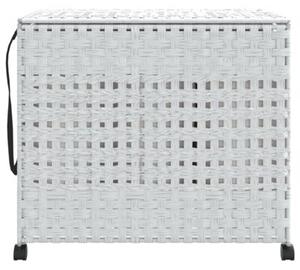Kosz na pranie z kółkami, biały, 66x35x60 cm, rattan