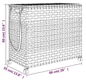 Kosz na pranie z kółkami, biały, 66x35x60 cm, rattan