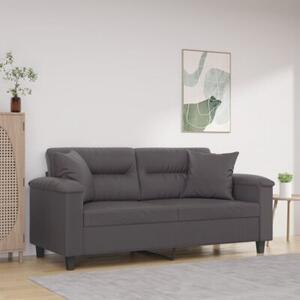 Sofa 2-osobowa z poduszkami, szara, 140 cm, sztuczna skÃ³ra