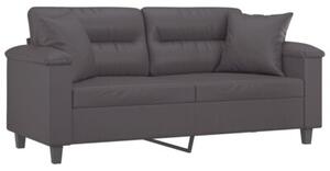 Sofa 2-osobowa z poduszkami, szara, 140 cm, sztuczna skÃ³ra