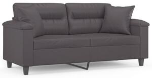 Sofa 2-osobowa z poduszkami, szara, 140 cm, sztuczna skÃ³ra