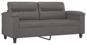 Sofa 2-osobowa z poduszkami, szara, 140 cm, sztuczna skÃ³ra