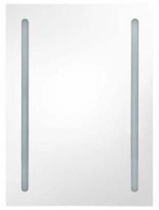Szafka łazienkowa z lustrem i LED, biało-dębowa, 50x13x70 cm