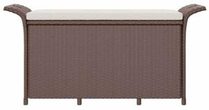 Ławka ogrodowa z poduszką, brązowa, 116x46x57 cm, polirattan