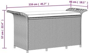Ławka ogrodowa z poduszką, brązowa, 116x46x57 cm, polirattan