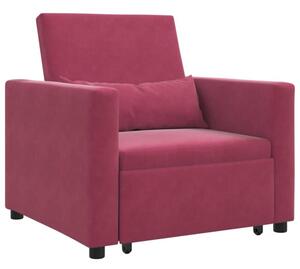 Sofa 3w1 z aksamitu w kolorze czerwonego wina - nowoczesny fotel i ÅÃ³Å¼ko w jednym