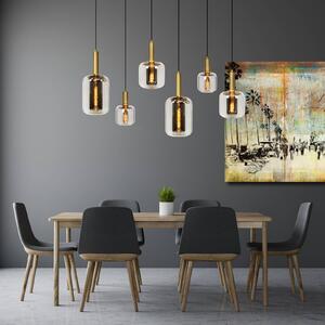 Lucide Lampa wisząca szklana Joanet, możliwość ściemniania, aluminiowy / szary / cynkowy, salon / jadalnia, szkło