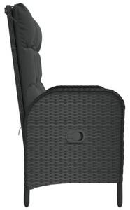 Rozkładana ławka ogrodowa, poduszki, 107 cm, rattan pe, czarna