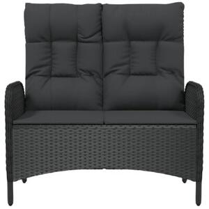 Rozkładana ławka ogrodowa, poduszki, 107 cm, rattan pe, czarna