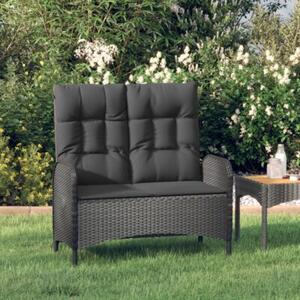 Rozkładana ławka ogrodowa, poduszki, 107 cm, rattan pe, czarna