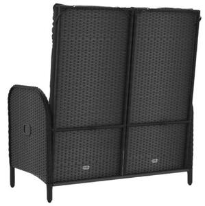 Rozkładana ławka ogrodowa, poduszki, 107 cm, rattan pe, czarna