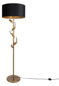 Lampa podłogowa złota z czarnym kloszem i złotym wnętrzem 50 cm - Linden