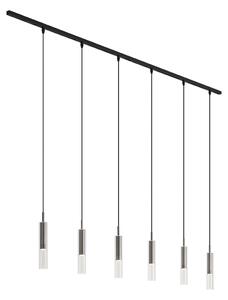 Nowoczesny system szynowy czarny z 6 lampami wiszącymi w kolorze metalu 1-fazowy - Slimline Loyce