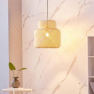 Lampa wisząca Venora Lindby, możliwość ściemniania, jasne drewno, salon / jadalnia, bambus, dworkowy / rustykalny