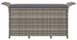 Ławka ogrodowa z poduszką, szara, 116x46x57 cm, polirattan