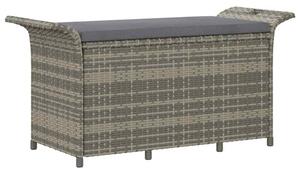 Ławka ogrodowa z poduszką, szara, 116x46x57 cm, polirattan