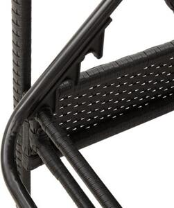 Leżanka z poduszką, czarna, 63x200x81 cm, polirattan