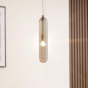 Lampa wisząca szklana Freylin Lucande, możliwość ściemniania, kremowy / amber, salon / jadalnia, szkło, antyczny
