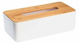 AQUALINE 3763 Dozownik chusteczek higienicznych Snow 26,2 x 9 x 13,2 cm, biały/bambu
