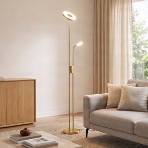 Lampa Podłogowa Lindby, Seppa, ściemnialny, złoty | mosiężny, salon, metal, nowoczesny