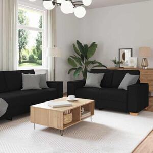 Sofa 3 szt. czarny tkanina lniana
