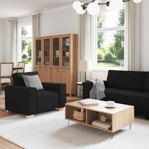 Sofa 3 szt. czarny tkanina lniana