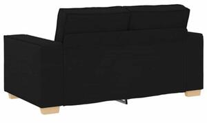 Sofa 3 szt. czarny tkanina lniana