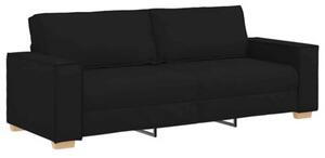Sofa 3 szt. czarny tkanina lniana