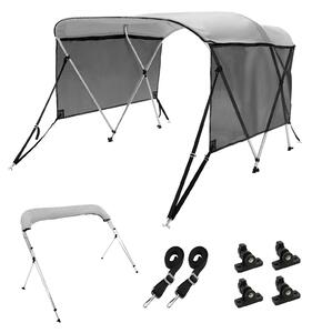 Pokrowiec na ód VEVOR 3-bow bimini top, szeroko montaowa 155-167 cm Daszek z poliestru 600D, pokrowiec na ód ze zdejmowanymi bocznymi panelami z siatki, wodoodporny i chronicy przed socem, w zestawie ze schowkiem Jasnoszary